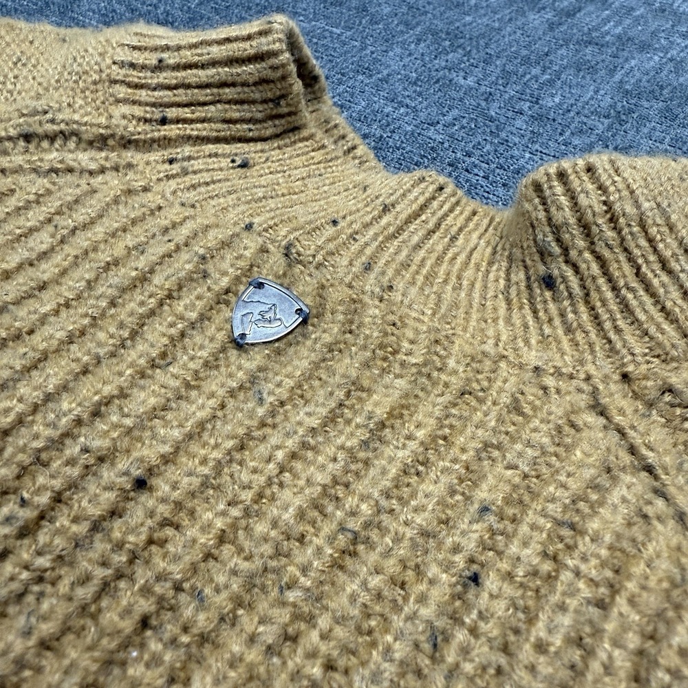 KUHL Sweater Women's Medium Ida Mustard Yellow Mock Neck Rib Knit Outdoors‎